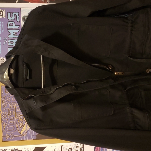 Black Denim Cargo Jacket Sz L - Picture 6 of 7